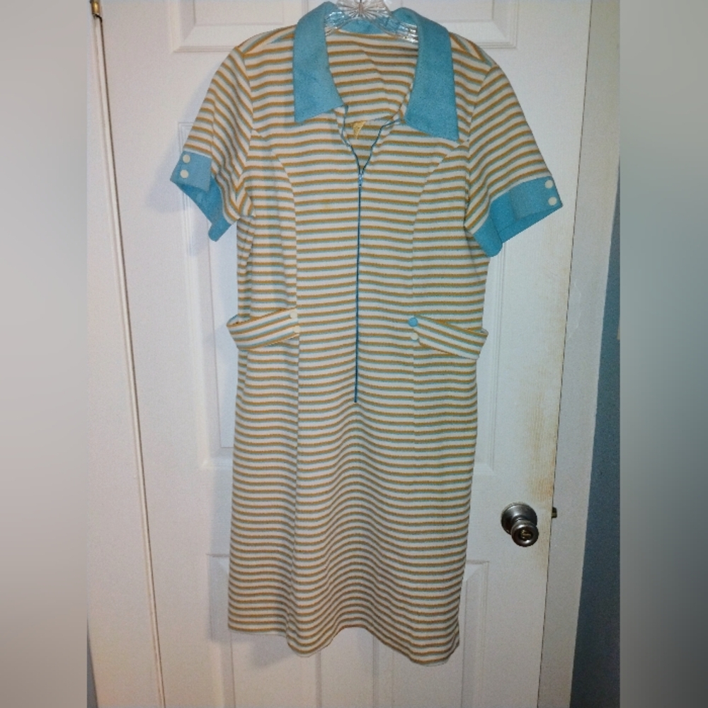 Striped Blue and Tan Dress